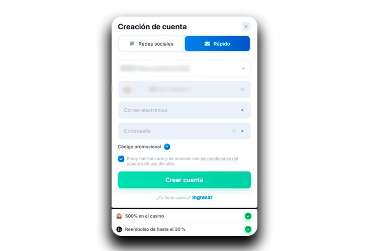 Registro de la cuenta