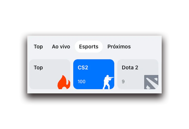 Selección del juego en la sección de deportes electrónicos