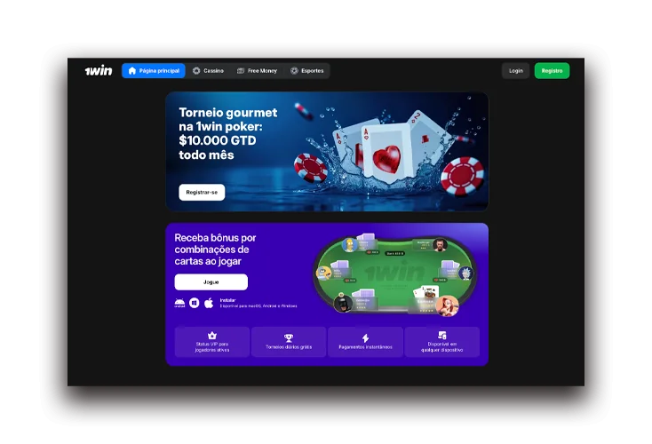 Sección de casino 1win con póquer