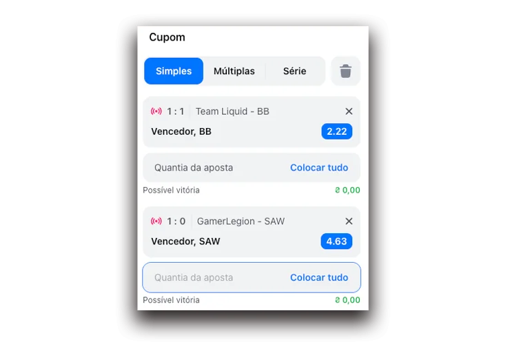Rellenar el cupón de apuesta en cs 2