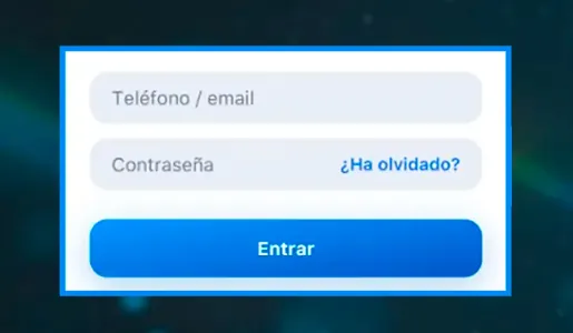 Datos para iniciar sesión en la cuenta.