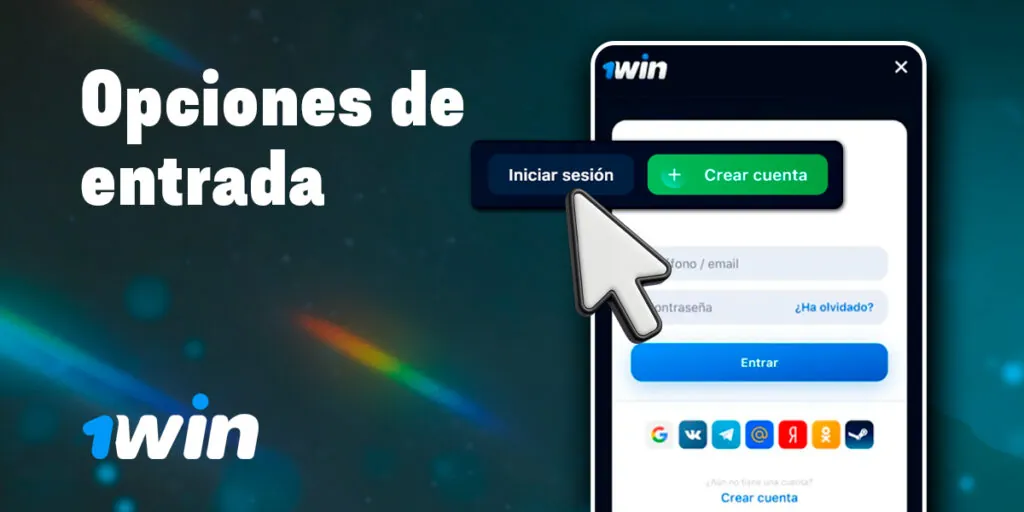 Opciones para iniciar sesión en la cuenta.